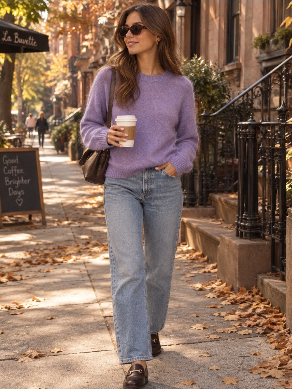 Zara Purple Alpaca Wool Blend Fuzzy Crewneck Sweater Size Medium